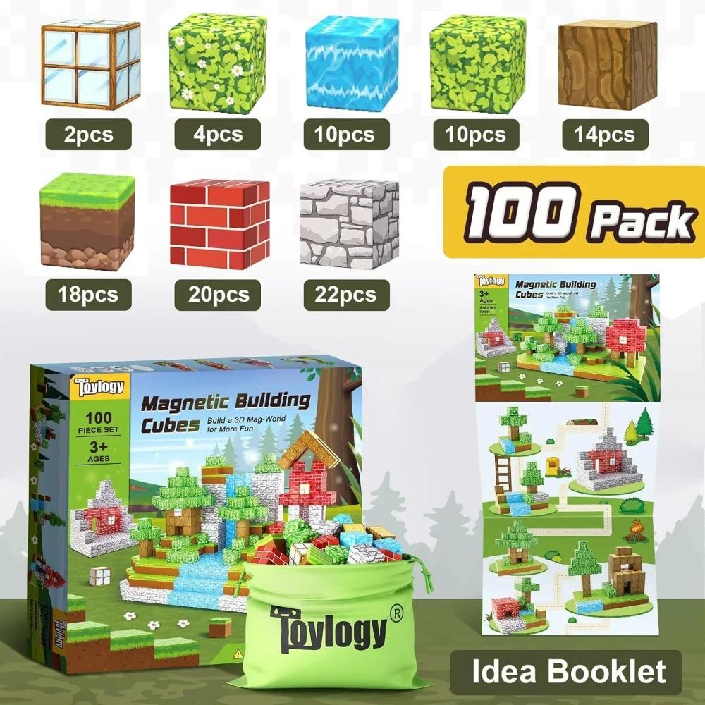 Magnetic Mine World Cube Building Blocks Magnet World Set for Boys Girls Age 3+ DIY Model Child Kids Montessori Sensory Toys