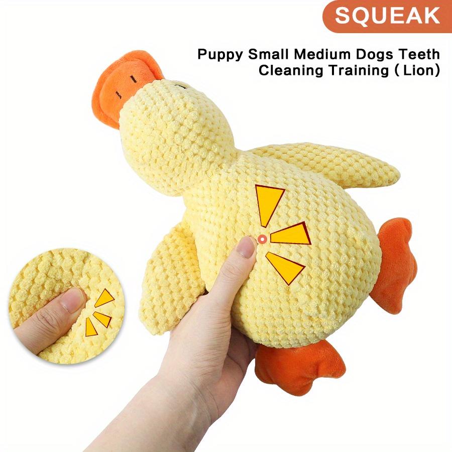 [Chew-Resistant Duck Toy] Chew-Resistant Interactive Yellow Duck Doll with Squeaking Sound | 3 Colors, Bite-Type Plush Toy for Cats&Dogs-Pet Supplies