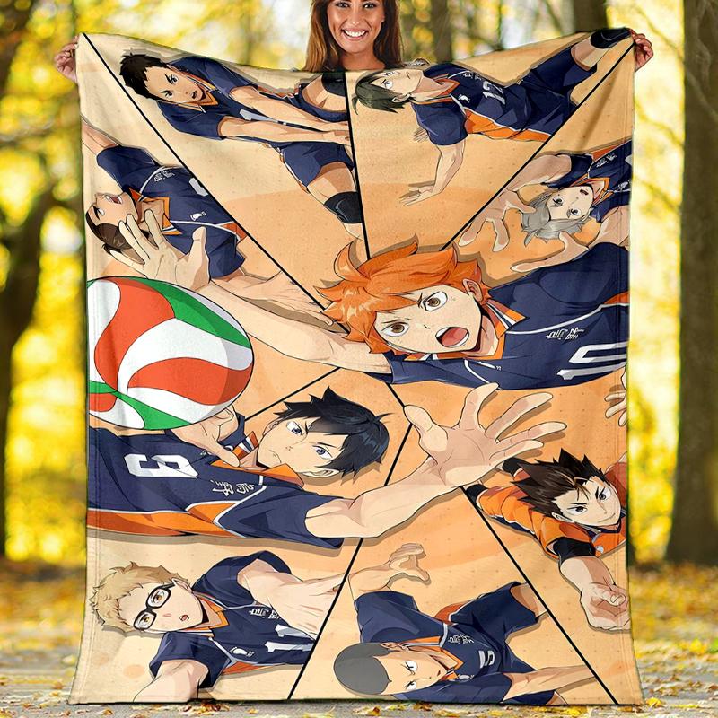 Haikyu Theme Printed Blanket - Perfect for Couch, Bed, Travel & Outdoor Use | Machine Washable, Cozy & Durable.