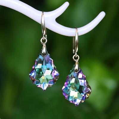 Exquisite Fashion Silver Crystal Earrings Earrings Colorful Baroque Earrings Romantic Classic Lovers Engagement Earrings Anniversary Gifts