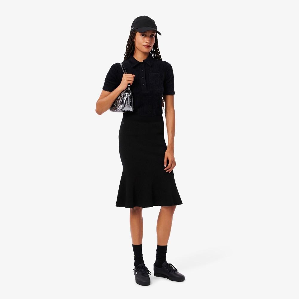 Lacoste Women's 3D Rib Knit Flared Midi Skirt JF4162-55N031