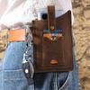Men's Vintage Genuine Leather Phone Bag - Vertical Style, Durable Crazy Horse Leather, Belt Waist Bag for Work Use
