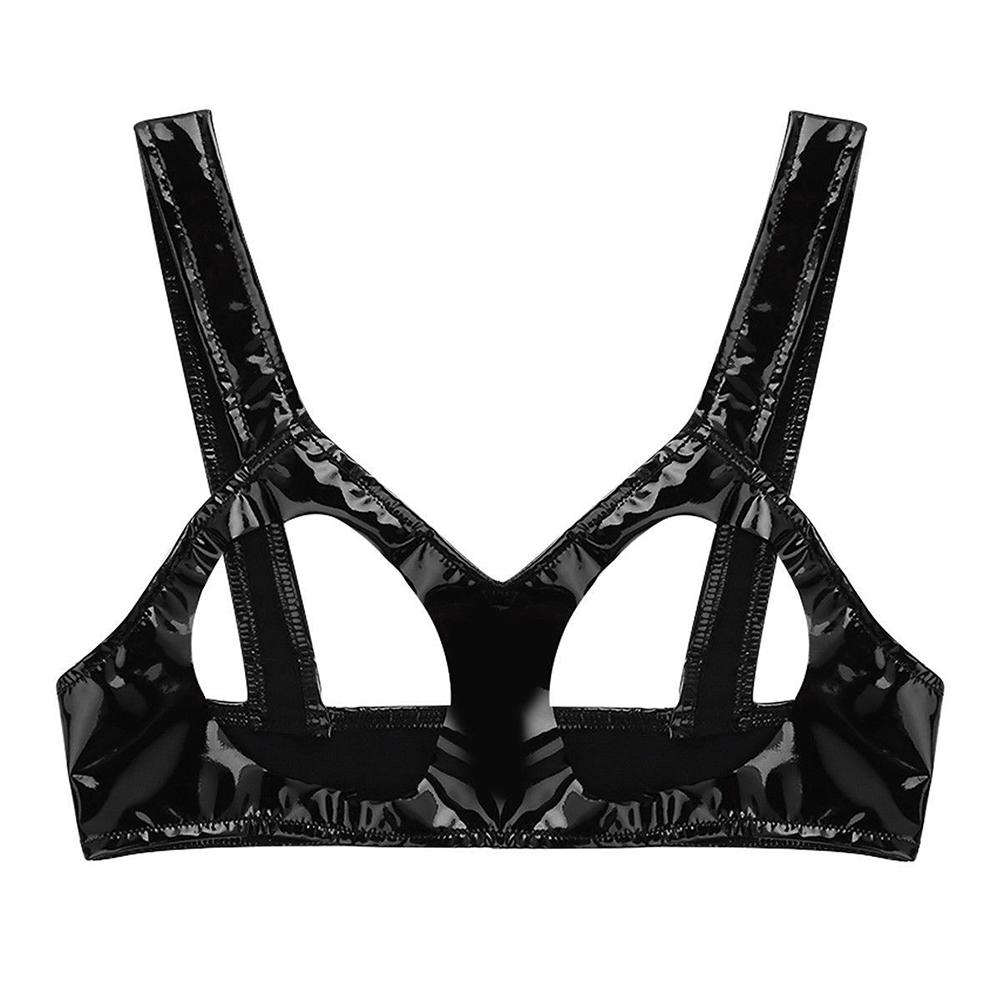 Women\'s Bra Clubwear Lingerie PU Leather Bra Sexy Women Wet Look
