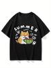 Funny Summer Cat Eating Watermelon Graphic TShirt Women Kawaii Kitten Print Tee Harajuku Short Sleeve Casual Vacation Top