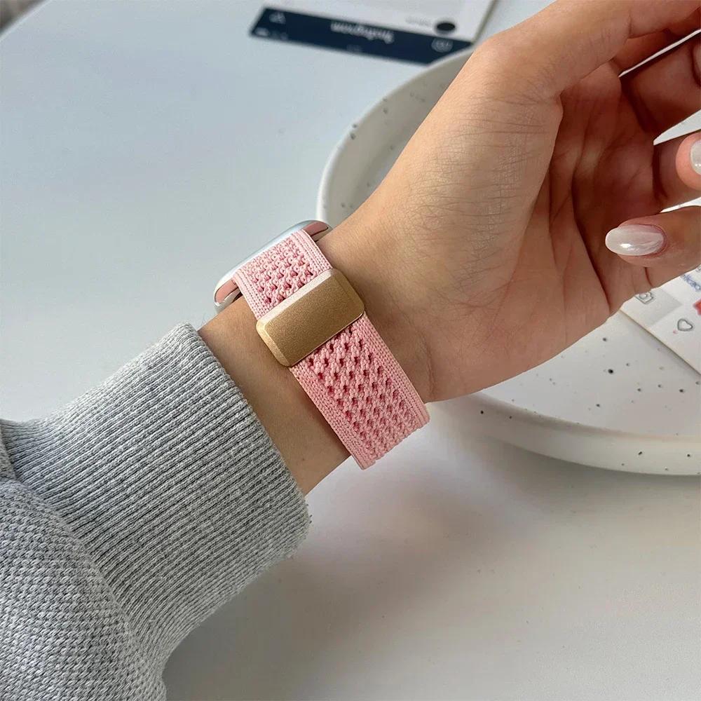 Braided Nylon Strap for Apple Watch Band Ultra 2/1 49mm 46mm 45mm 44mm 42mm 41mm 40mm Magnetic Bracelet For IWatch 10 9 8 Se 7 6