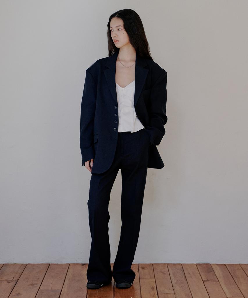 Nuakle (W) Linen Jacket_Navy