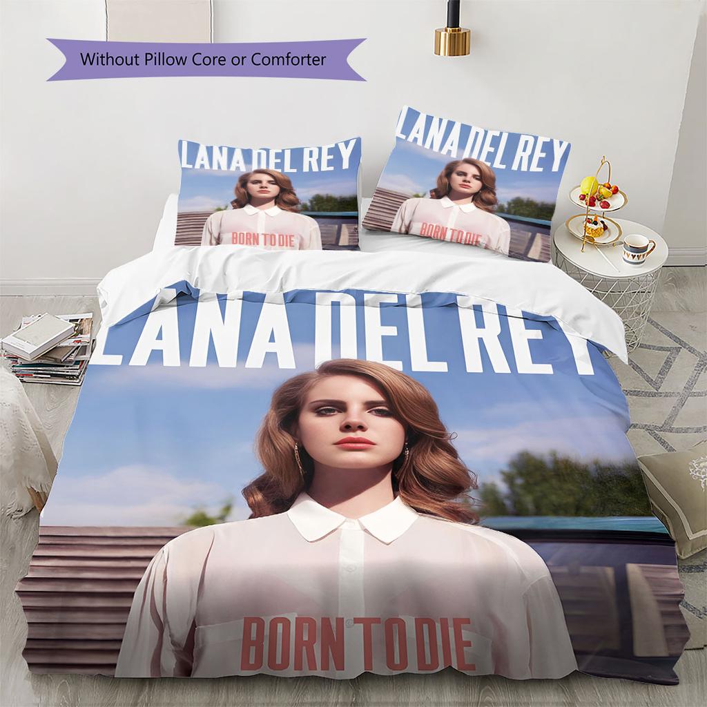 Lana Del Rey Muster Bettwäsche, Steppbett Set Bettbezug Kissenbezug Haus Geburtstag Geschenk(1 Bettbezug + 2 Kissenbezüge, ohne Füllung)