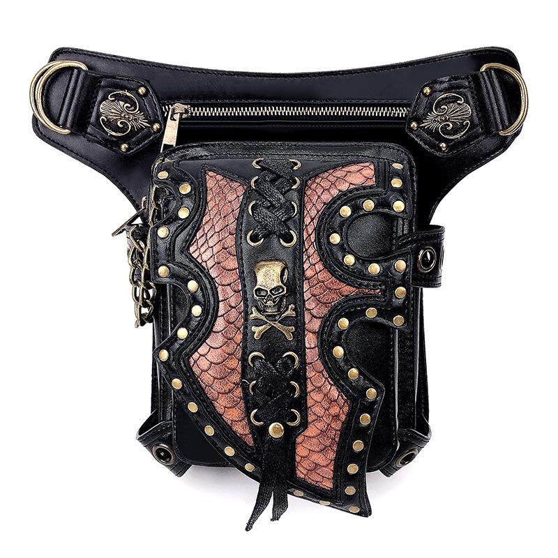 New Fashion Women's Bag Steampunk Motorcycle Bag Single Shoulder Crossbody Bag Women's European and American Waist Bag