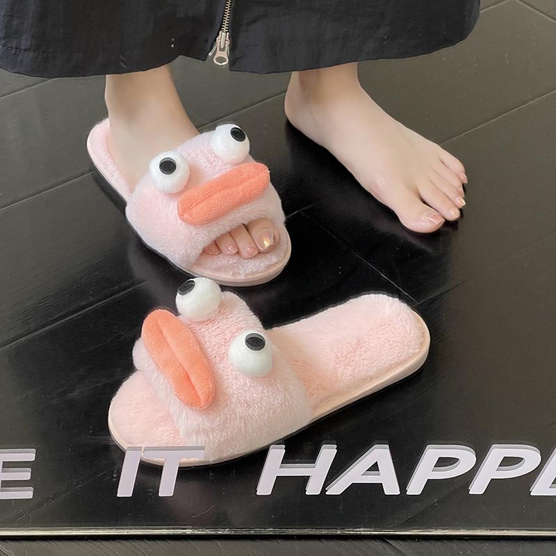 Модные зимние женские теплые и пушистые домашние тапочки из мультяшного хлопка с пушистым — фото 7