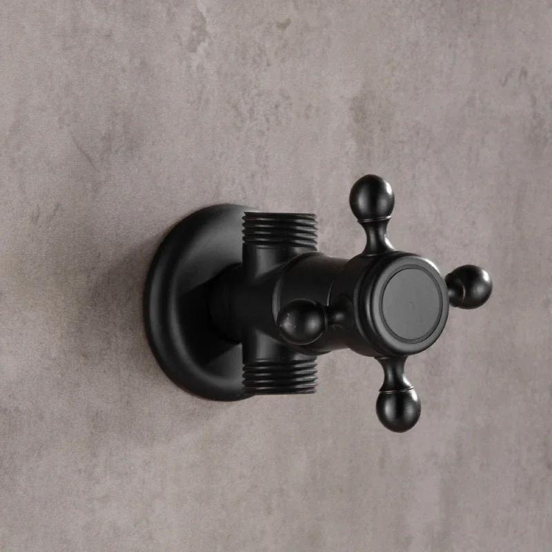 

Black Bronze Triangle Valve 1/2 male Brass Bathroom Angle Stop Valve Black Finish Double Use Filling Valves