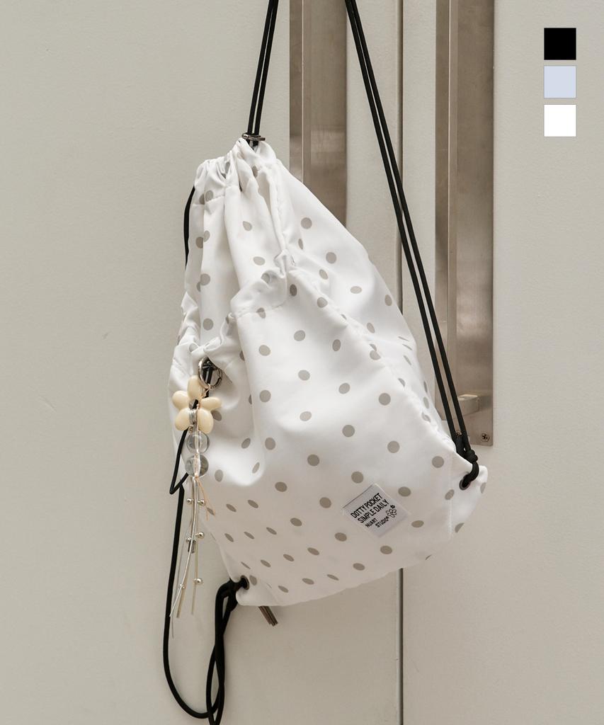 Nuart Studio Dottie Pocket Gym Bag String Bag_White