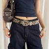 Gothic Leopard Print Belt Designer Women's Waist Belt Daily Rivet Waist Belt  Streetwear