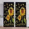 2PCS- Golden Butterfly and Sunflowered Pattern Printed Curtains   Window Decorations   Home Decorations   Room Decorations