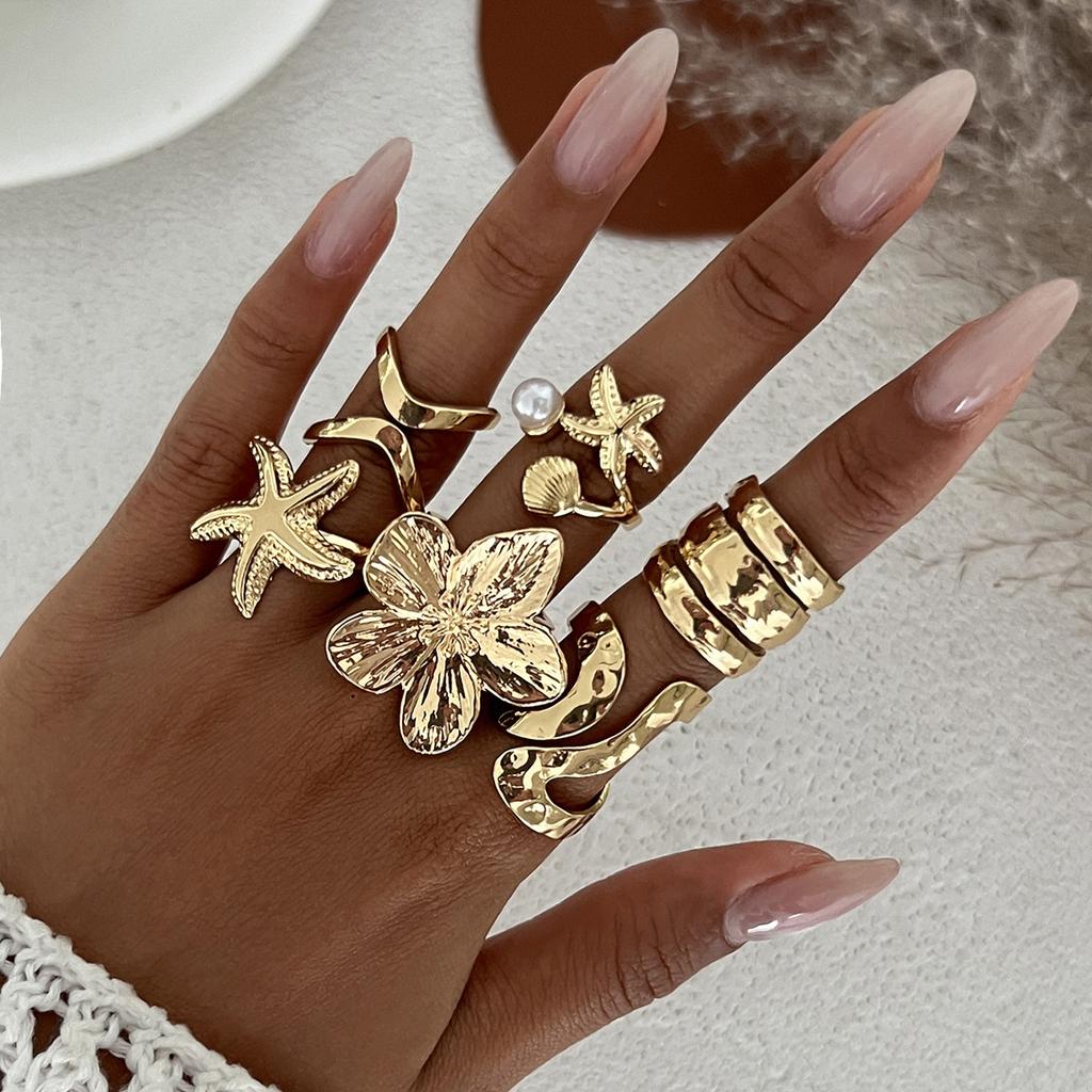 6 Pcs/Set Fashion Vintage Metal Rings For Women Punk Hip Hop Gold Silver Color Irregular Knuckle Joint Ring Daily Jewelry