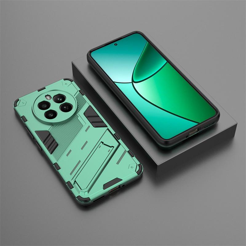 For Realme 12 4G Case Realme 12 4G Cover Shockproof TPU Armor PC Silicone Stand Holder Protective Phone Back Cover Realme 12 4G