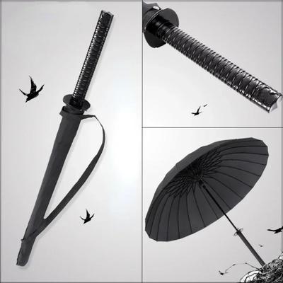 Parapluie de samouraï japonais créatif, poignée amovible, automatique, longue poignée, noir, imperméable, épée de Ninja, Katana