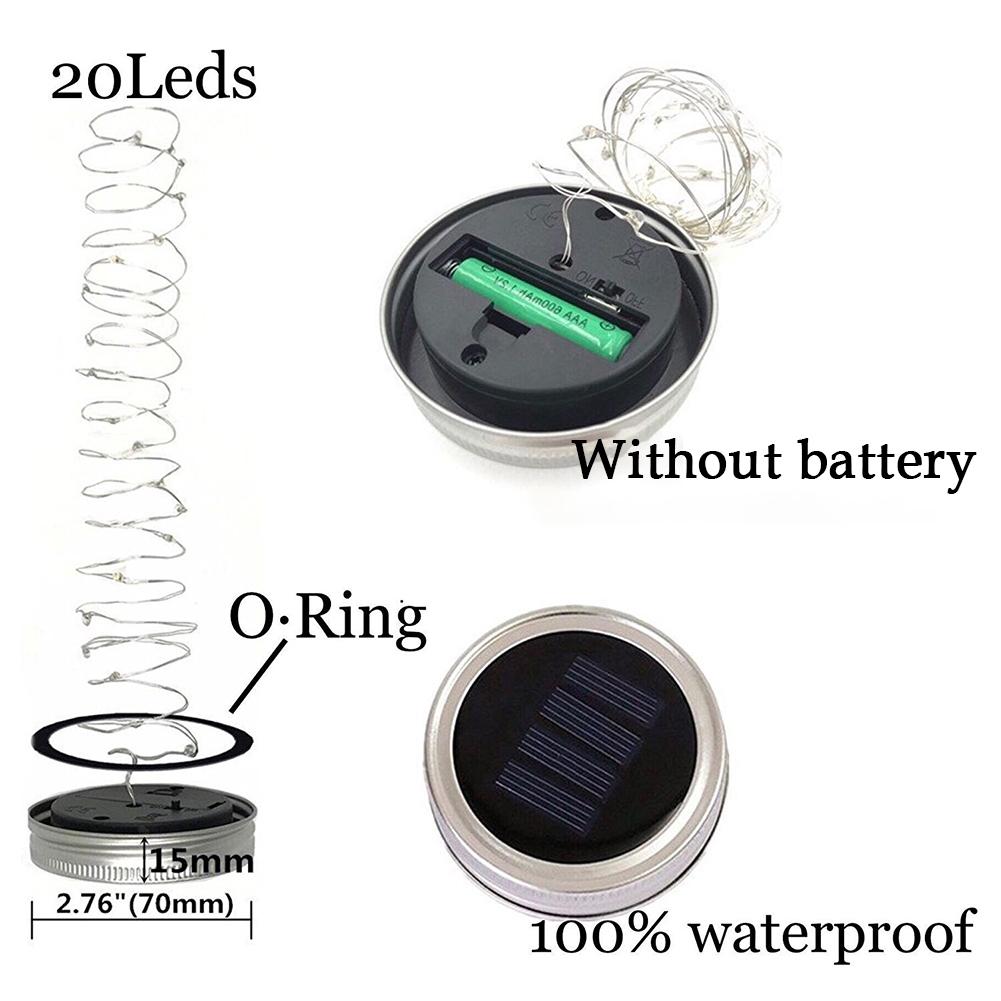 10/20 LED Solar Lichterkette Einmachglas Solaraufladung Garten Außen Hochzeitsfeier Dekoration Lichterkette