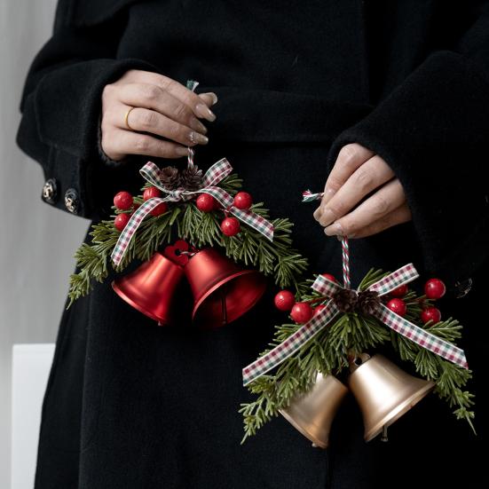 Yousheng Christmas Tree Bell Decoration Bowknot Berry Holiday Ornament DIY Indoor Outdoor Christmas Party Decor