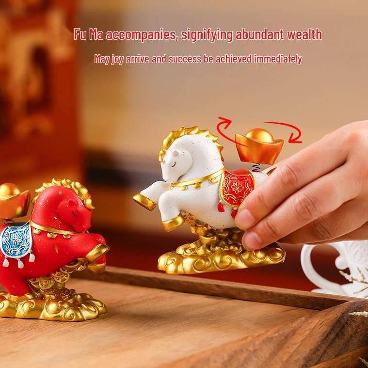 2026 New Year Prosperity Horse Ornament Set: Chinese Style Wealth Gift for Housewarming & Clients