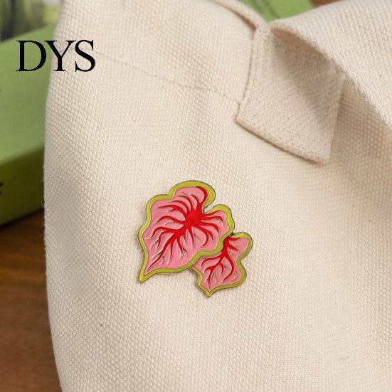 Burr-free Enamel Pin Alloy Brooch, Leaf Design Lapel Pin, Plant Lover Badge with Smooth Lines Vibrant Bright Color, Fresh Style Brooch for Shirts