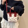 Women PU Cherry Shoulder Bag Large Capacity Trendy Commuting Bag with Cherry Pendant Stylish Crossbody Bag Aesthetic Handbag AVE