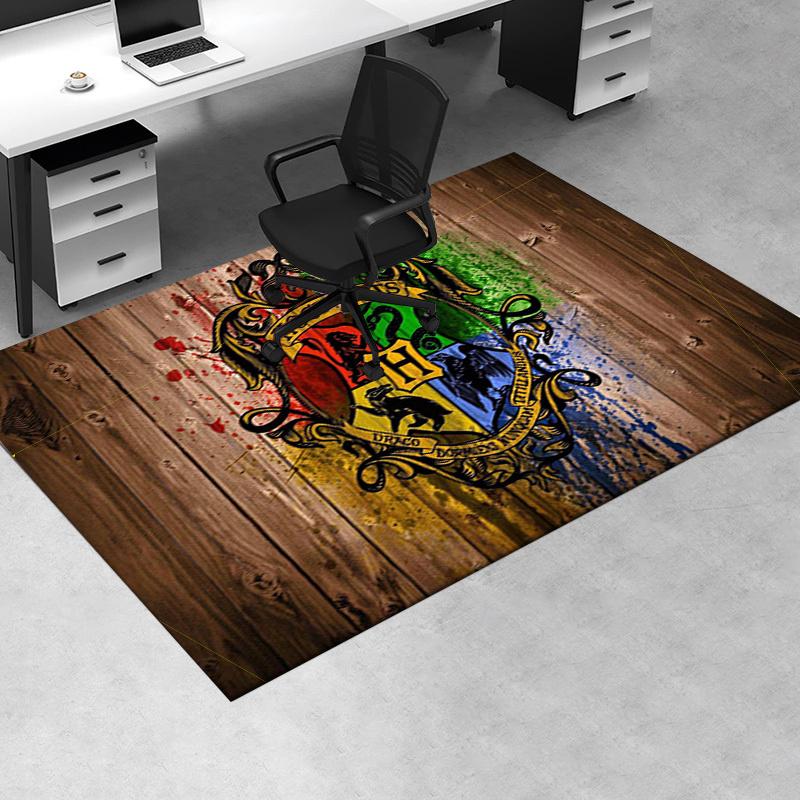 

Hogwarts Crest Wooden Wall Art Decor Office Mat Home Decor Office Desk Chair Rugs Chair Carpet for office Chair Mat Gift For Halloween & Chr 60cm by 90cm