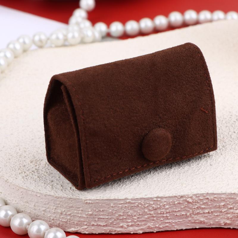 

Soft Velvet Jewelry Pouch Mini Portable Ring Bag Jewelry Case With Snap Button For Earrings Wedding Party Travel Gift Packaging кофейный