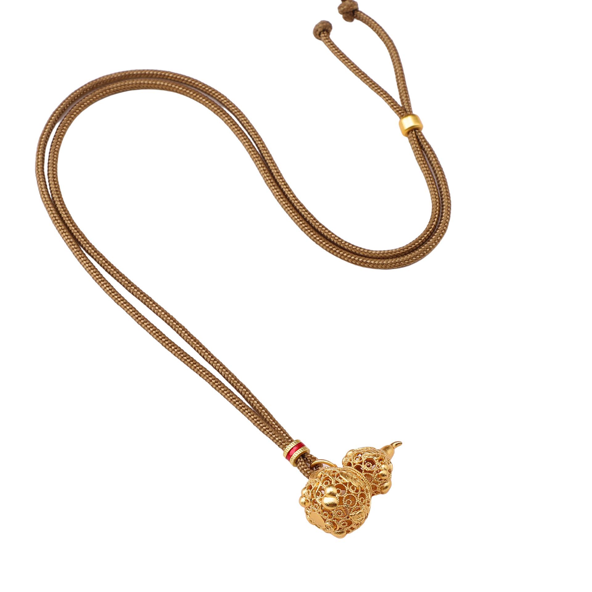 

Ni Ni Climbing Gourd Necklace: Stylish Imitation Gold Pendant Sweater Chain - Versatile Sand Gold Accessory for Women Small Gourd
