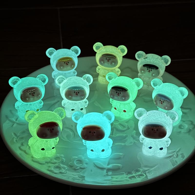 

1Pc Resin Cartoon Figurine Decoration Mini Luminous Cute Standing Bear Lilith Statue Micro Landscape Car Dashboard Home Ornament