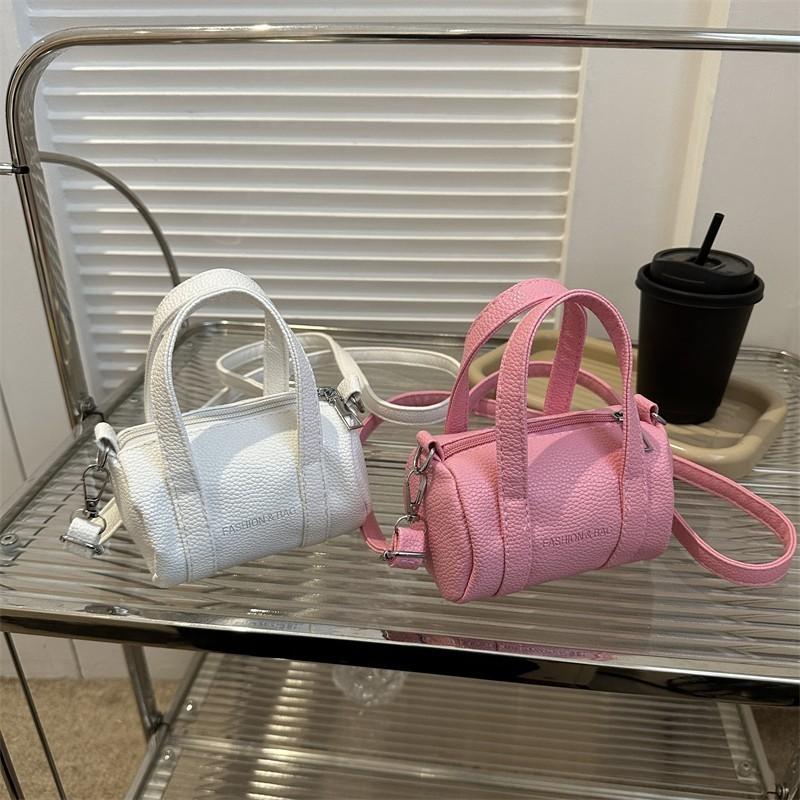 Stylish Mini Round Cylinder Bag Women 2023 Trendy Litchi Texture Handbag Soft Urban Chic