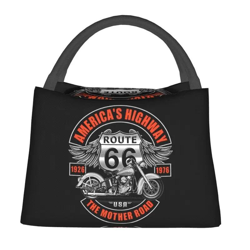 Custom Vintage Route 66 Lunch Bag Women Cooler Thermal Insulated Lunch Box for Work Pinic or Travel