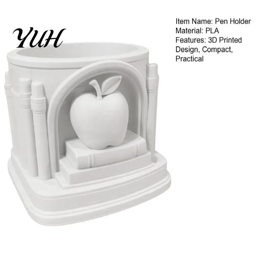 Smooth Lines Pencil Holder 3D Printed Apples Pen Roman Arch Design PLA Desk Organizer for Unique Book Pencils Markers Creative Gift Teachers Students