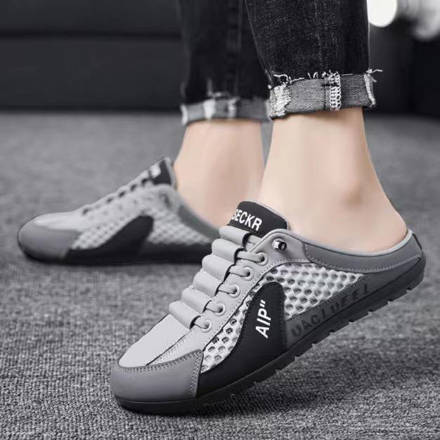 Men's Summer Slip-On Breathable Half-Slippers - Soft Sole Sporty Casual Shoes