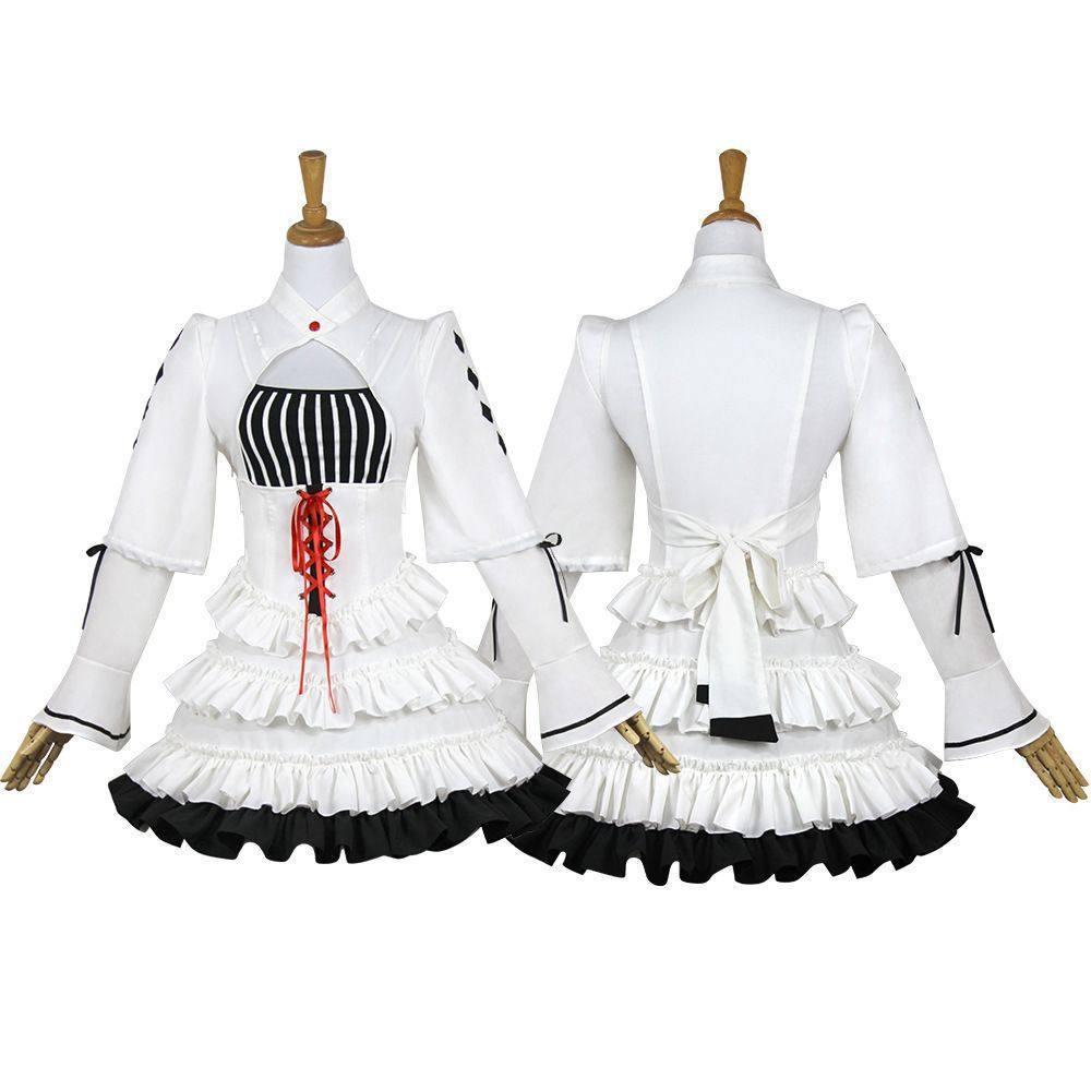Eva New Evangelion Asuka Anime Gothic Lolita Cosplay Dress Set - White Short Skirt