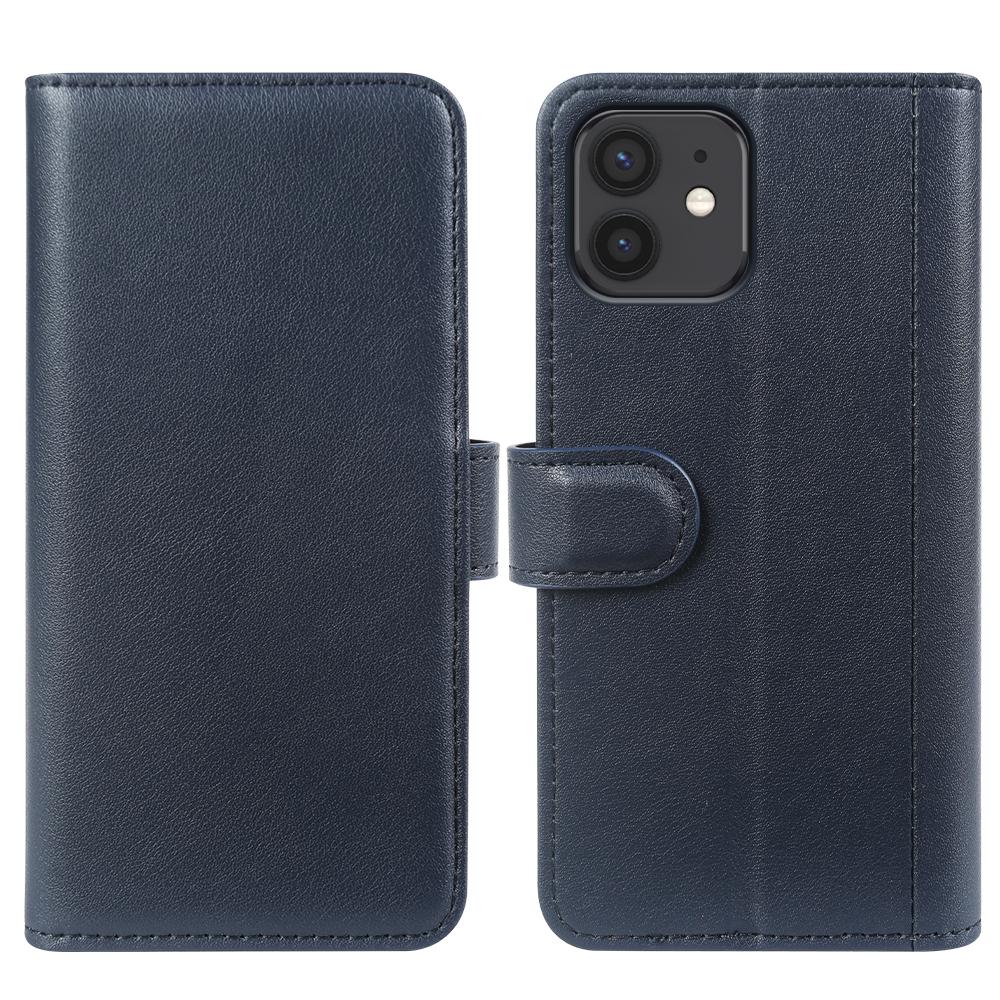For iPhone 12 Phone Cases Genuine Split Leather Wallet Mobile Cover Stand