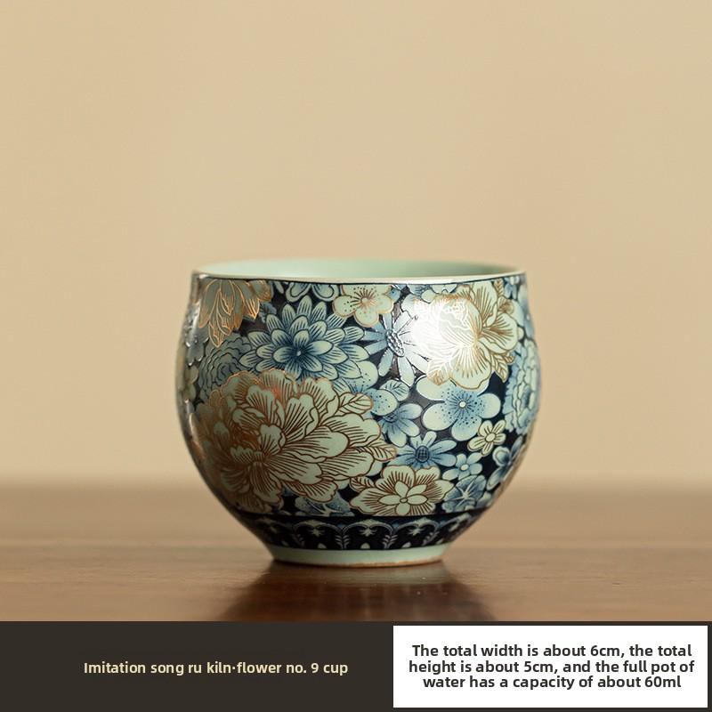 

Ru Kiln Teapot Floral Gilded Peony Xishi Hanwa Kungfu Tea Set Home Brewing Cup Pot 101-200ml