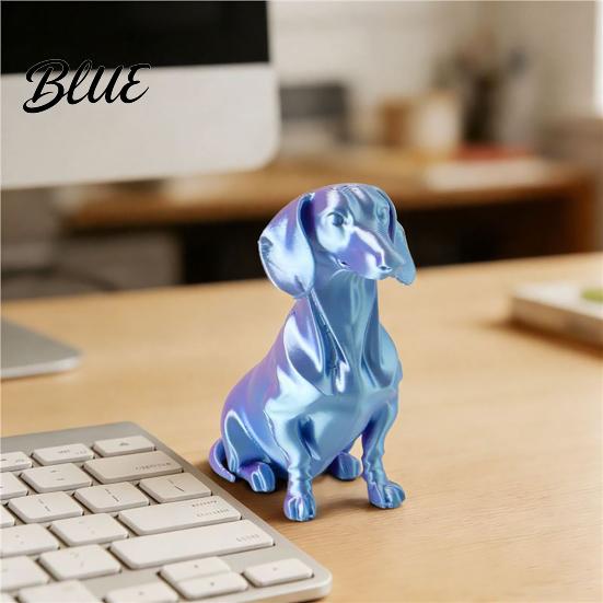Black Dachshund Figurine Dog Ornament 3D Printed Movable Joint Design Figure Decorative Toy Sculpture for Home Office Decor Pet Lovers Collectors