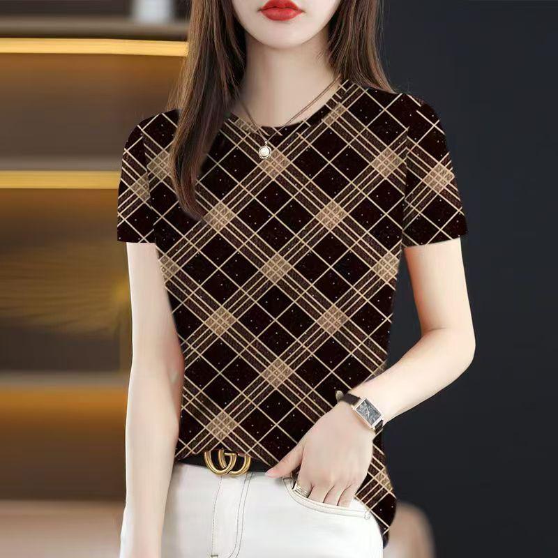 Chic Retro Women's Round Neck Short Sleeve T-Shirt - 2025 Summer Trend