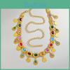 Middle Eastern Jewelry Gold Alloy Acrylic Gem Waist Chain With Hollow Cutout For Women Summer