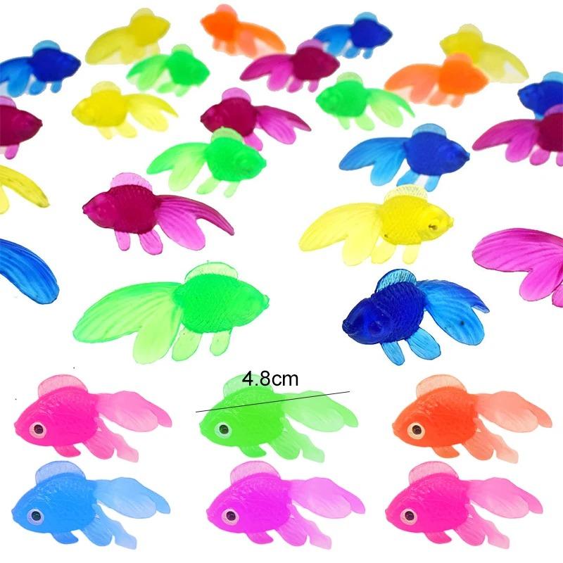 5/10PCS Realistic Floating Artificial Goldfish - Rubber Fake Fish, Aquarium Ornament & Interactive Cat Toy