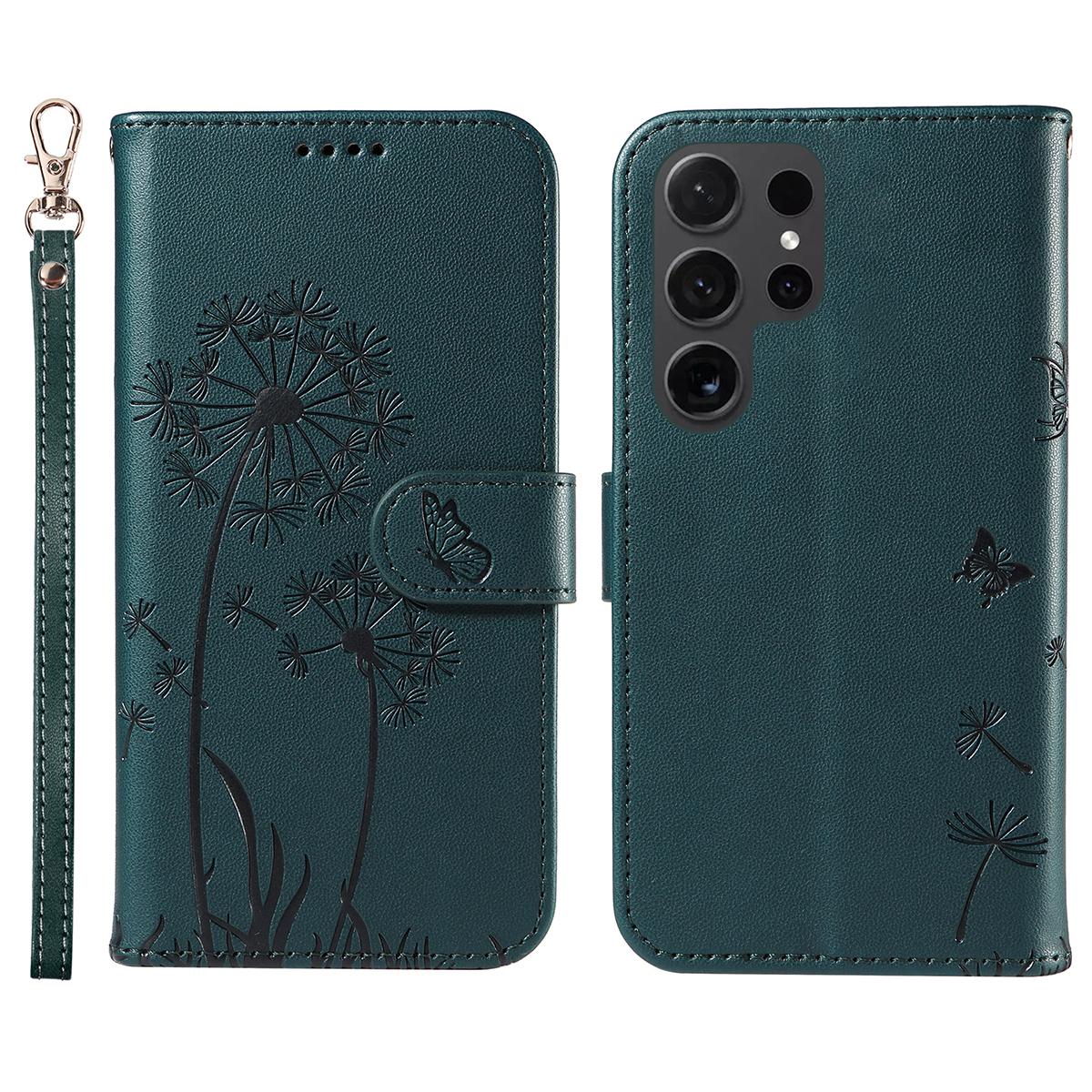 

Для Samsung Galaxy S24 Ultra кожаный чехол-кошелек чехол для телефона с принтом одуванчика Blue