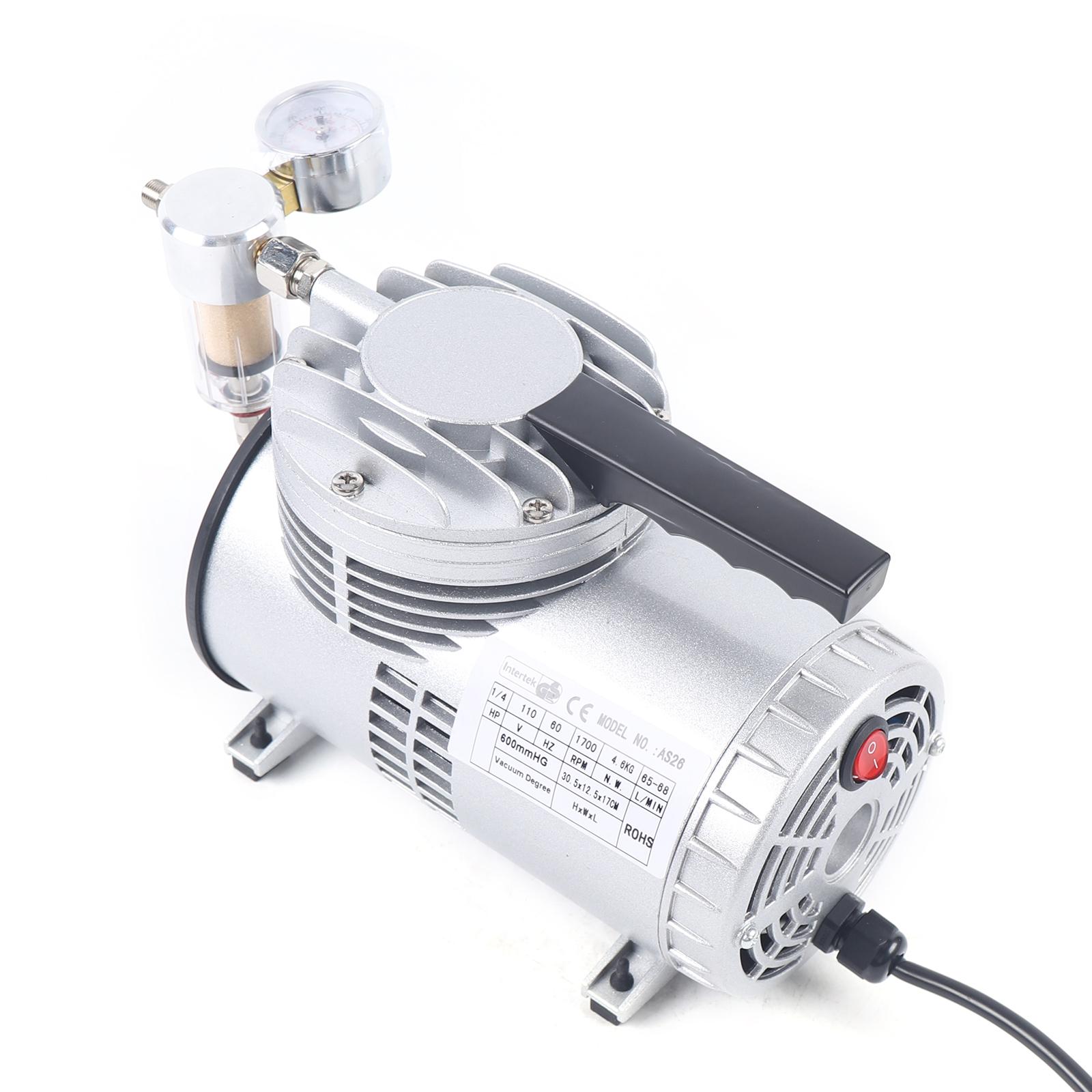 

BYMAOCAR 1/6HP Oilless Diaphragm Vacuum Pump 20-23L/min 1450/1700 RPM Oil-Free Suction Pump, for Food Packaging and Handicrafts US