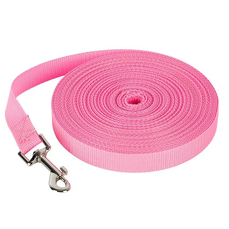 

Nylon Extra Long Pet Leash Durable Dog Lead For Dog Recall Training Extended Length Anti Tangle Heavy Duty Pet Leash Outdoor 20m рожевий
