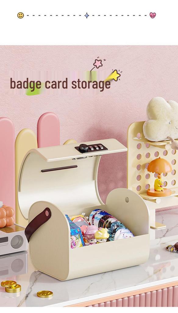 Lockable Cartoon Piggy Bank for Kids with DIY Stickers