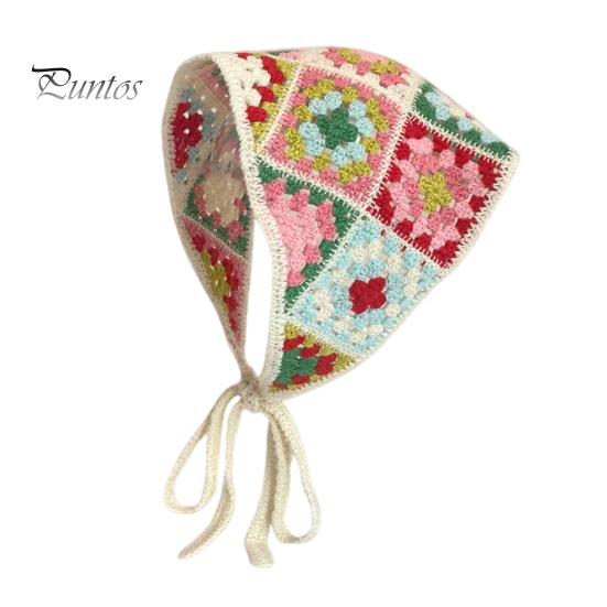 

Повязка на голову во французском стиле, вязаная крючком, цветочная, на шнуровке, треугольная, на голову, в стиле Хэллоуина, вязаная бандана, аксессуар для волос красный