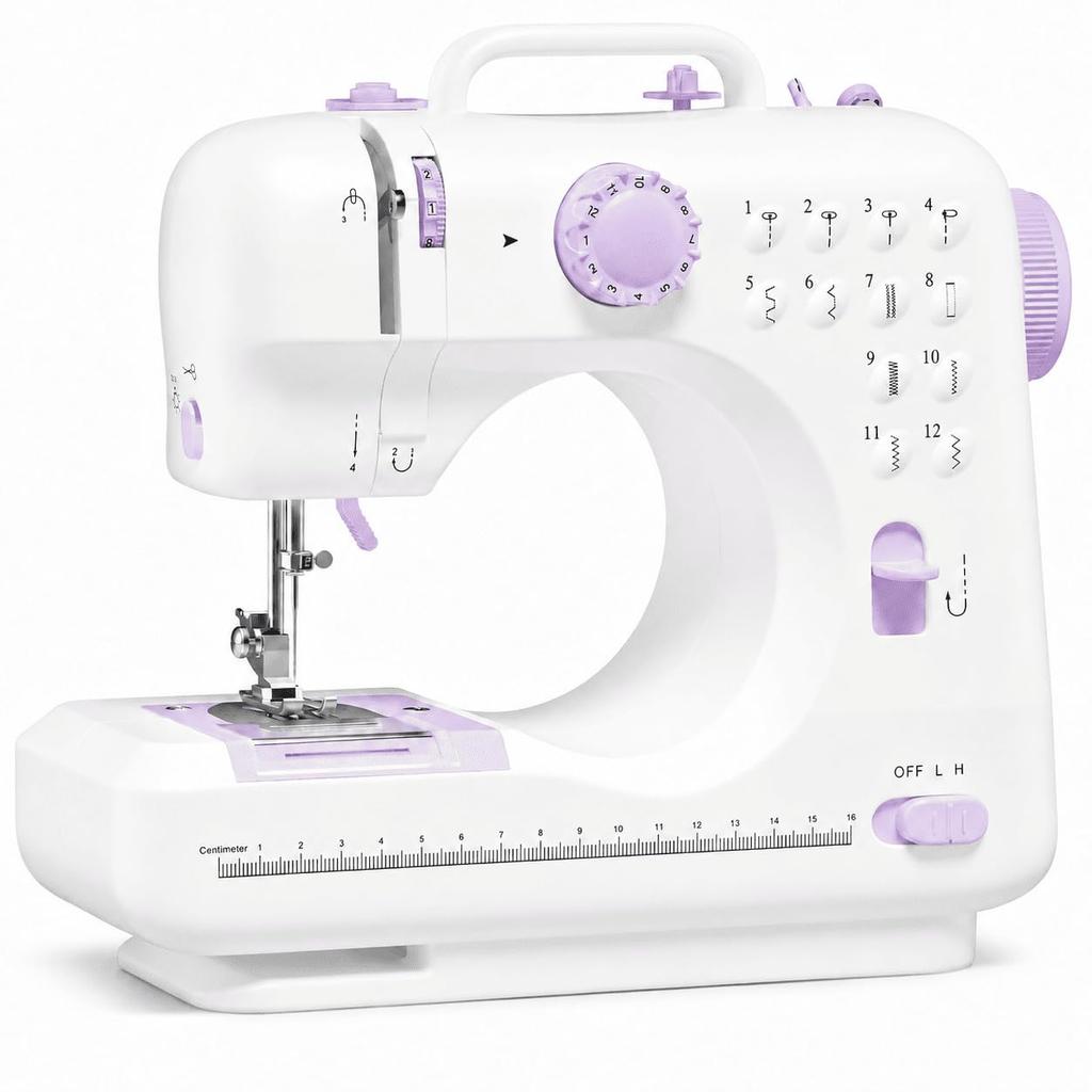 Beginner-friendly Electric Sewing Machine with 12 Stitches, Reverse Stitch Function, 2-way Power Supply, Adjustable Speed, Perfect for Preparing for K