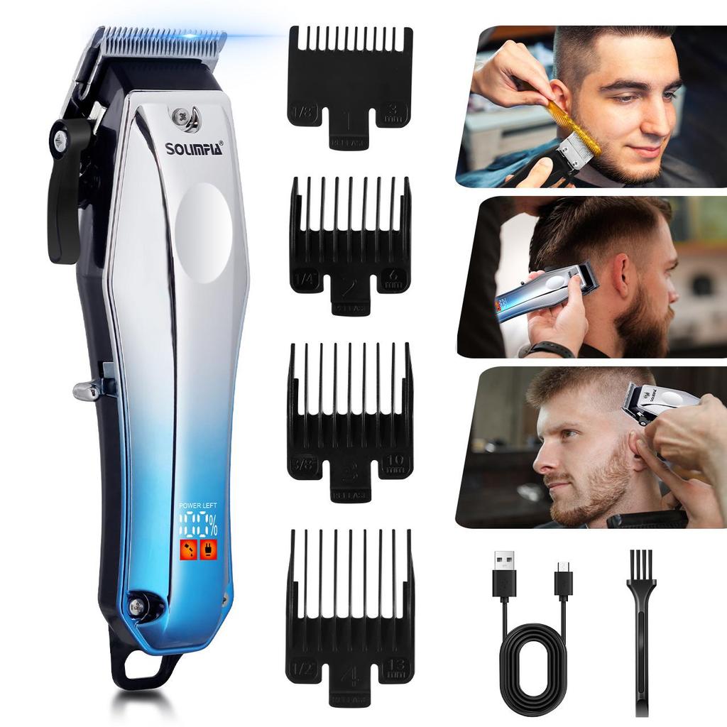 Professional Hair Clipper Mens Adjustable Length Hair Trimmer Corded Hair Cutting Kit for Home Use Red/Blue
