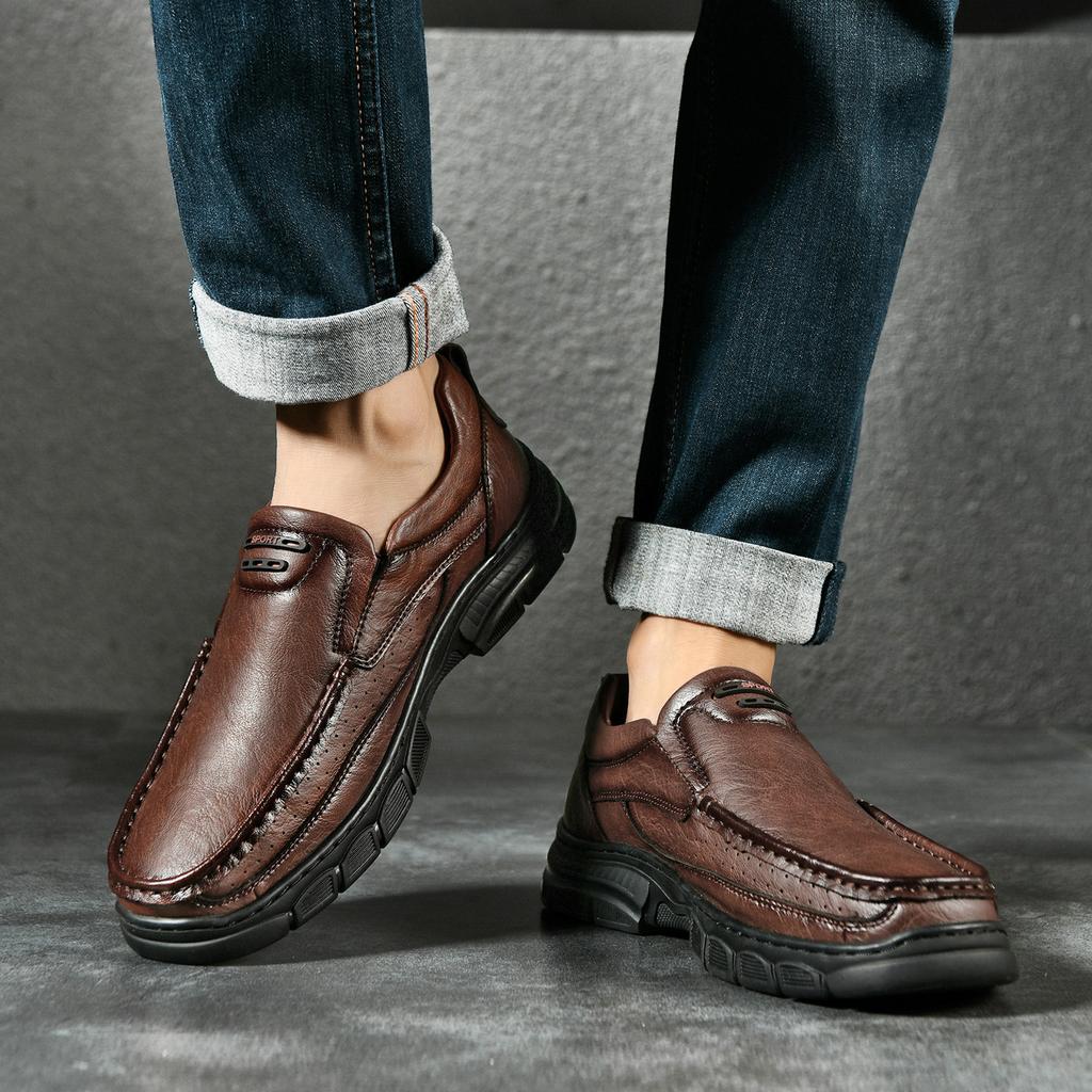 Golden Sapling Men's Casual Shoes Genuine Leather Loafers Fashion Platform Flats Comfortable Man Loafer Classics Retro Work Shoe