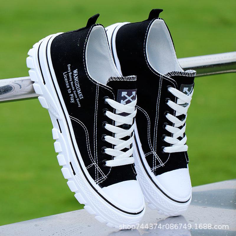 Canvas Spring and Autumn Breathable Casual Shoes Thick Baseplate Shoes Heightened and Comfortable