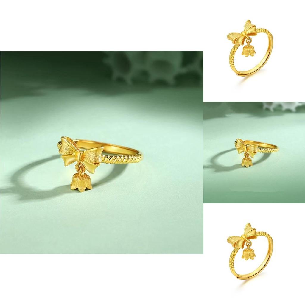 Trendy Brass Butterfly Knot Ring Featuring Adjustable Size And Beautiful Flower Design